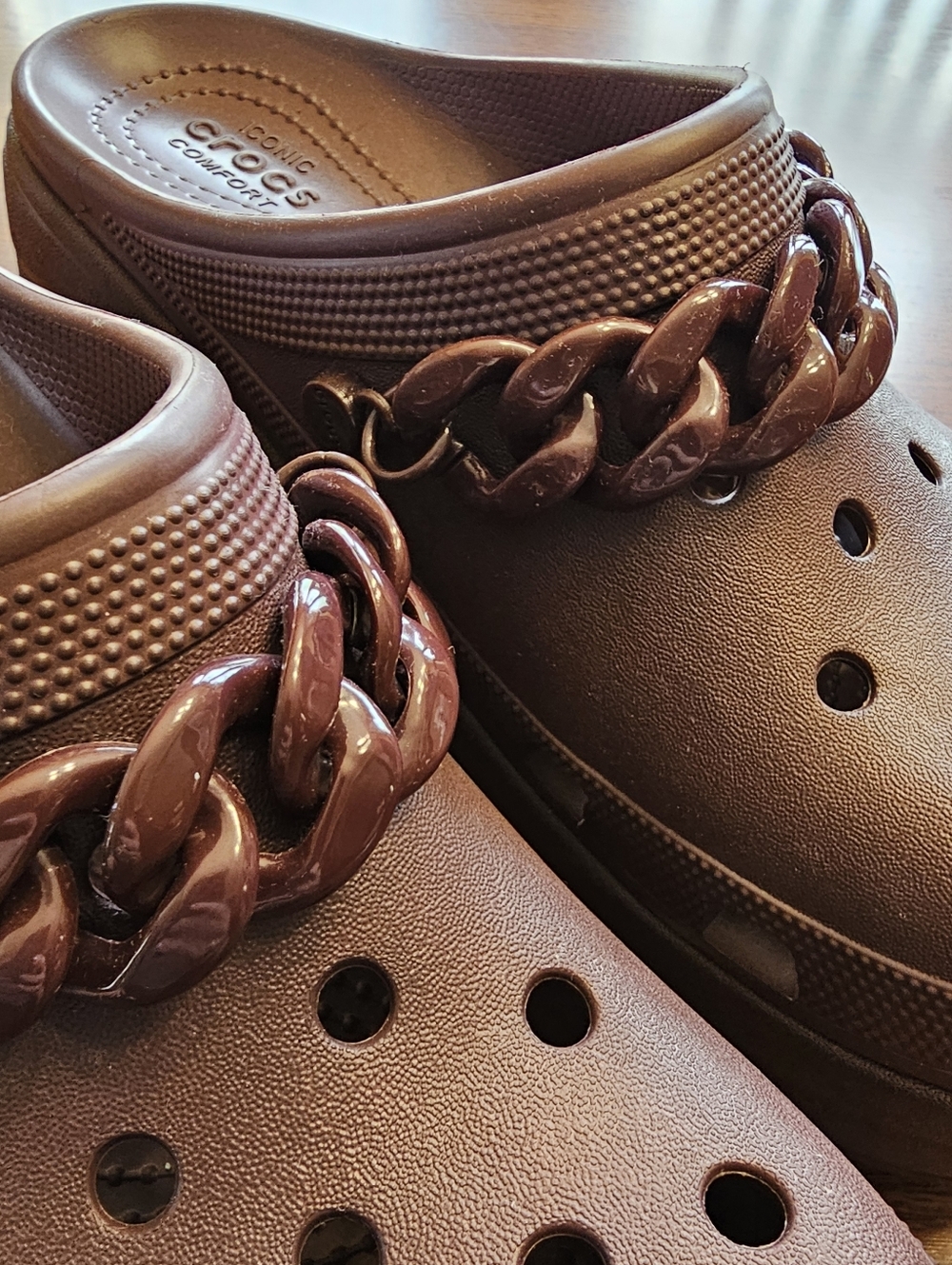Crocs Siren Chain Heels Dark Cherry Size 10 - Picture 3 of 16